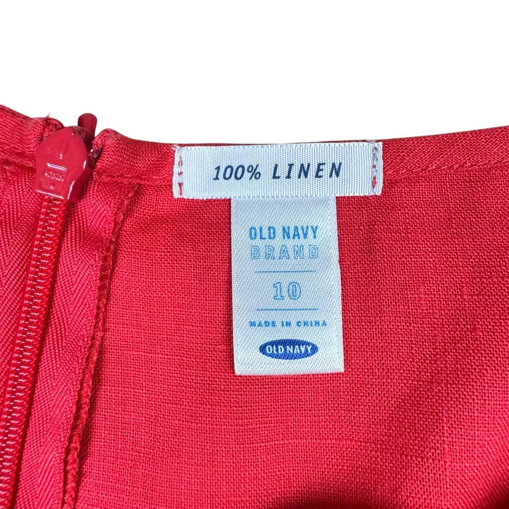 Old Navy Y2K 2003 Red Orange 100% Linen Flounce Skirt - Picture 5 of 6